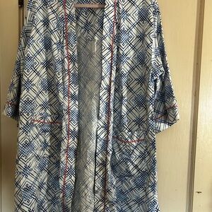 BedHead Blue and White Geometric Kimono